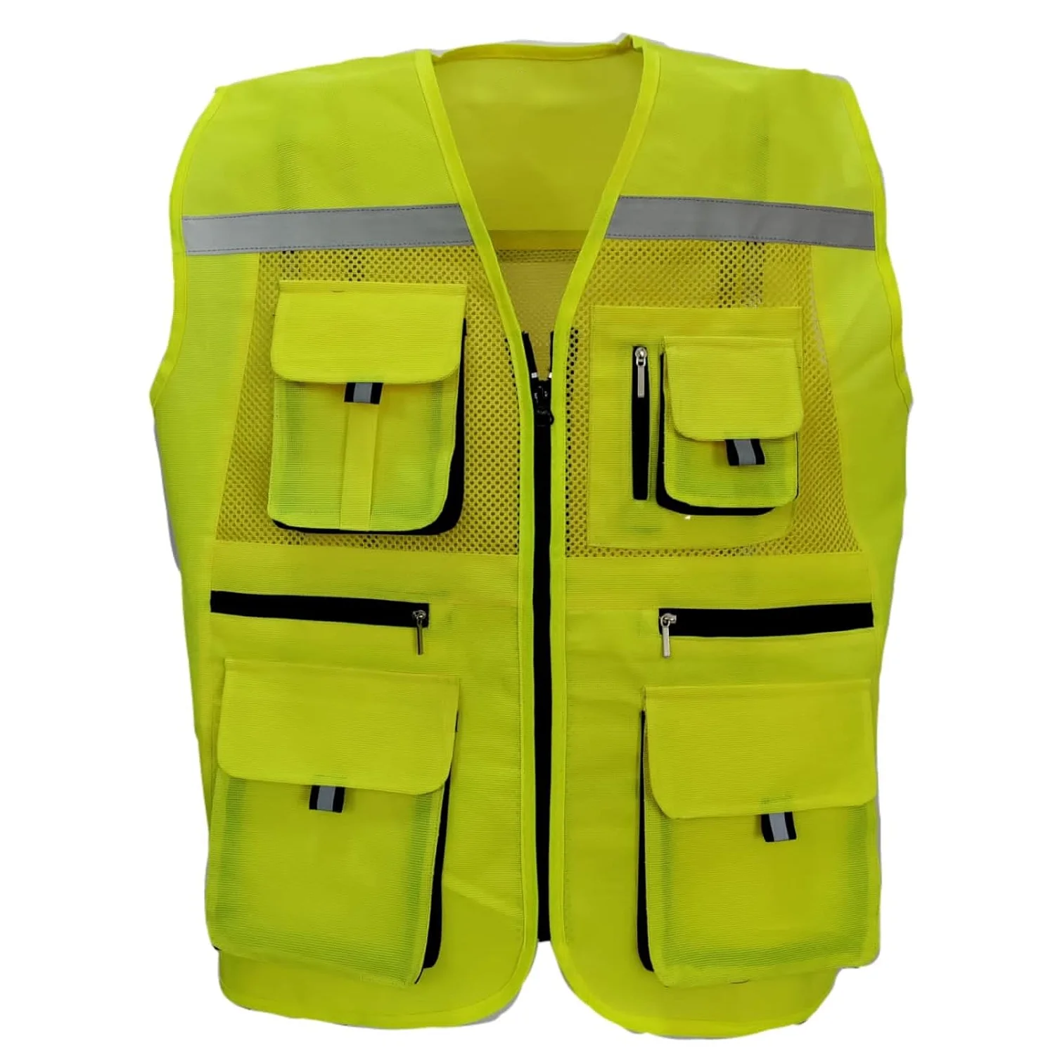Customized Premium High Quality Reflective Sleeveless Vest Construction Safety Vest Export Manufacturing From Bangladesh