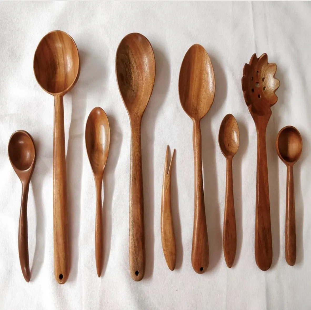 beautiful Eco Friendly AMERICAN style wooden flatware set wooden spoon and fork set HANDMADE WOODEN SPOON SET
