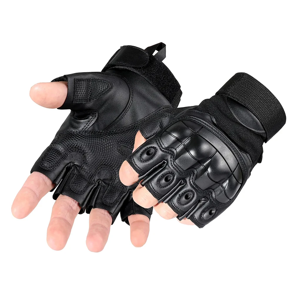 New Arrival Durable Fingerless Tactical Rubber Knuckle Gloves for Outdoor Sports Training Shooting Hunting