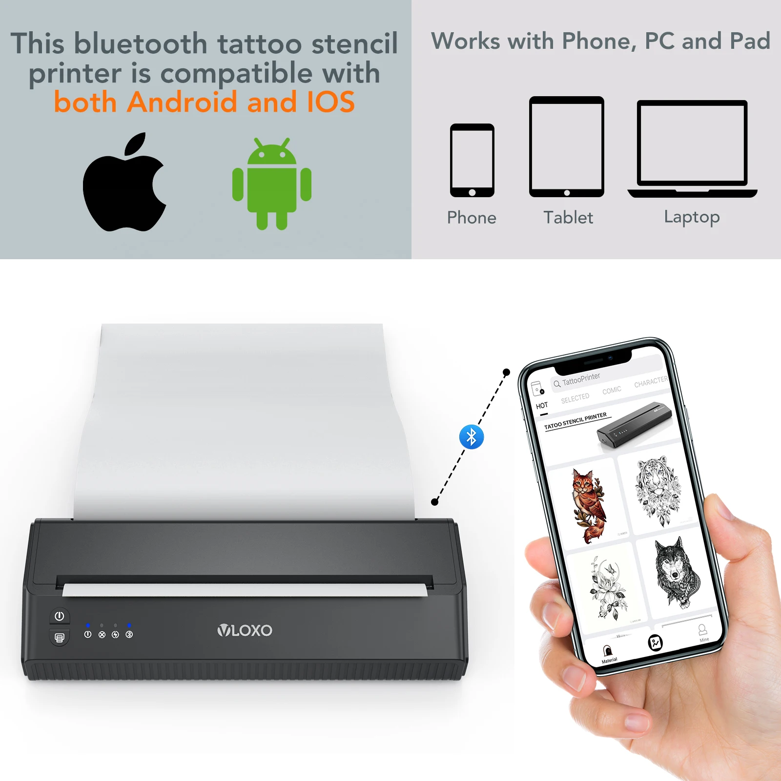 Time-saving Professional Tattoo Transfer Machine Automatic Fast Printing Wireless Portable Tattoo Stencil Printer