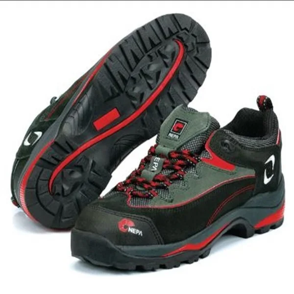 South korea work shoes industrial safety shoes for factory working place high quality leather Black red combination safety boots