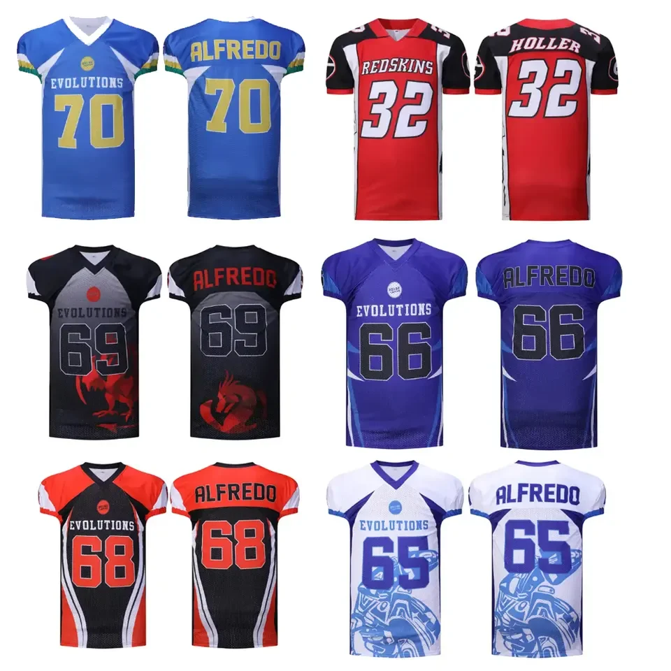 Custom Printed Fashion Street Style Youth American Football Jerseys Set Quick Dry Training American Football Jerseys