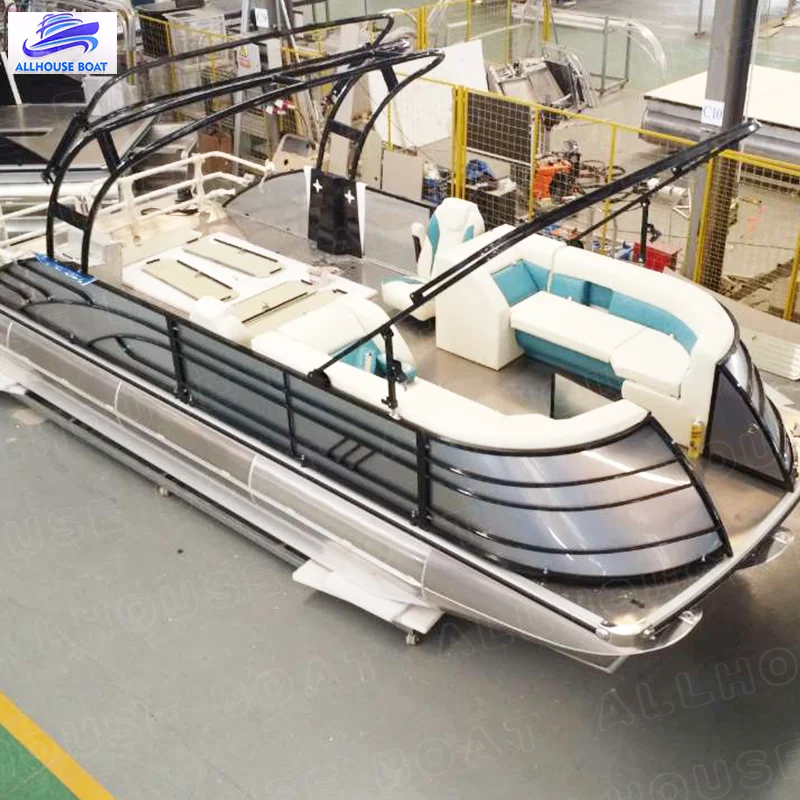 Style & Speed 21FT Tritoons Floating Cheap Pontoon Boat Fishing Boat Factory Customized Pontoon with Outboard Motor