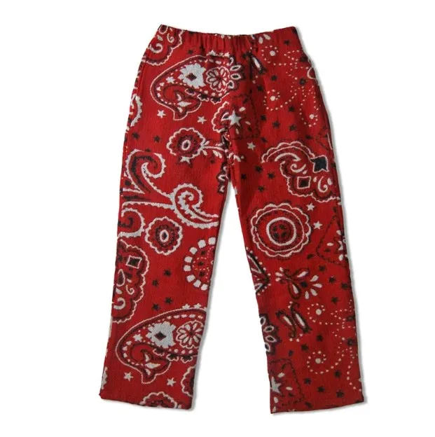 Wholesale Custom Logo Solid Color Paisley Print Bandana Breathable Persian Rug Pattern Multi Color Men Tapestry Sweatpants