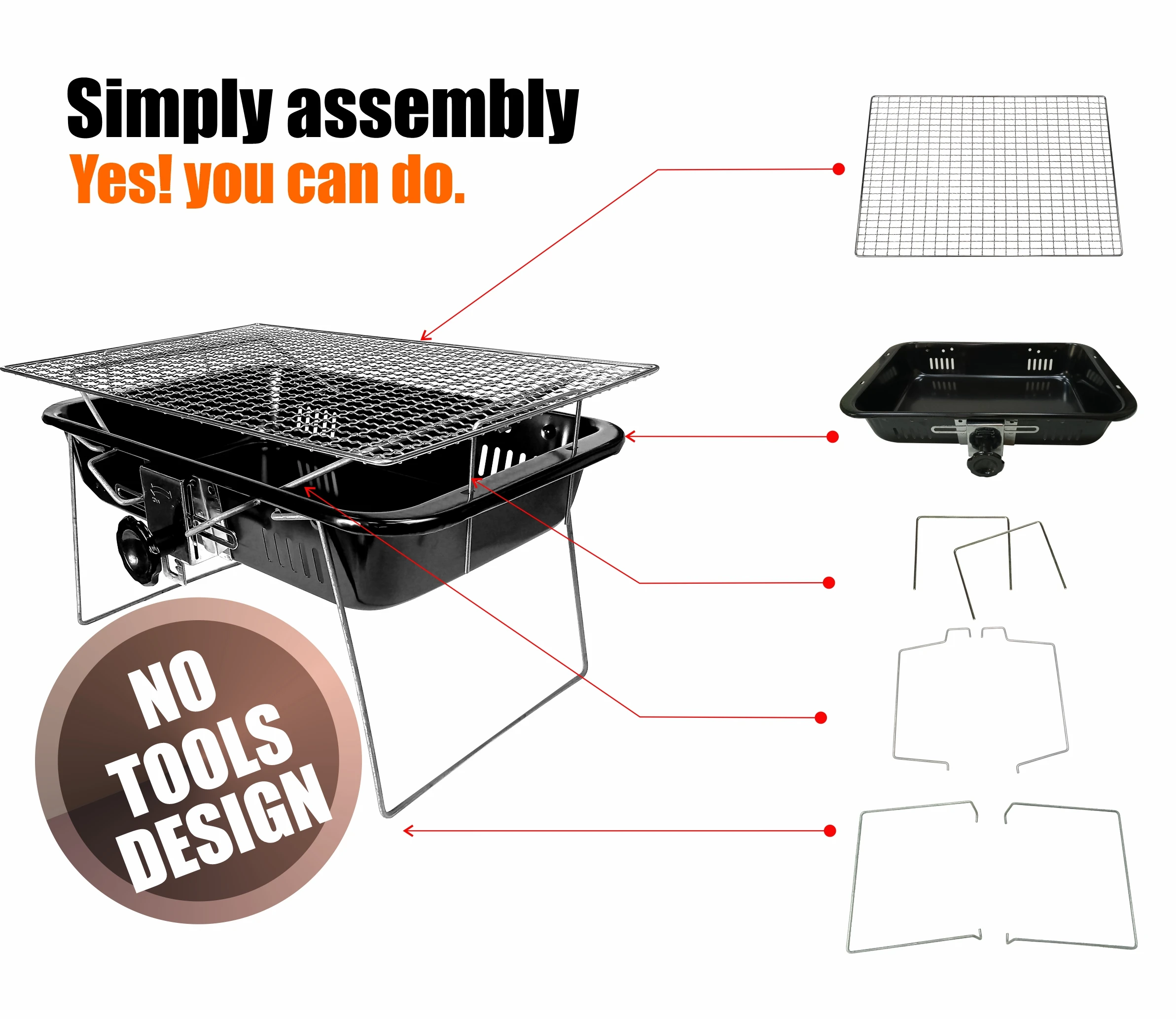 Quality Guaranteed Easy To Install Portable Outdoor camping BBQ Charcoal Grills Foldable Height Adjustable Grills Barbecue