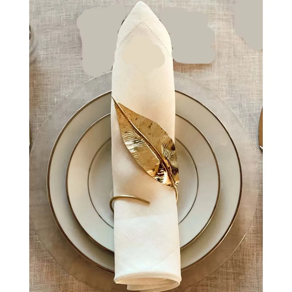 Simple Style Golden Ginkgo Leaf Design Napkin Ring Metal Napkin Buckle Table Decoration Napkin Ring