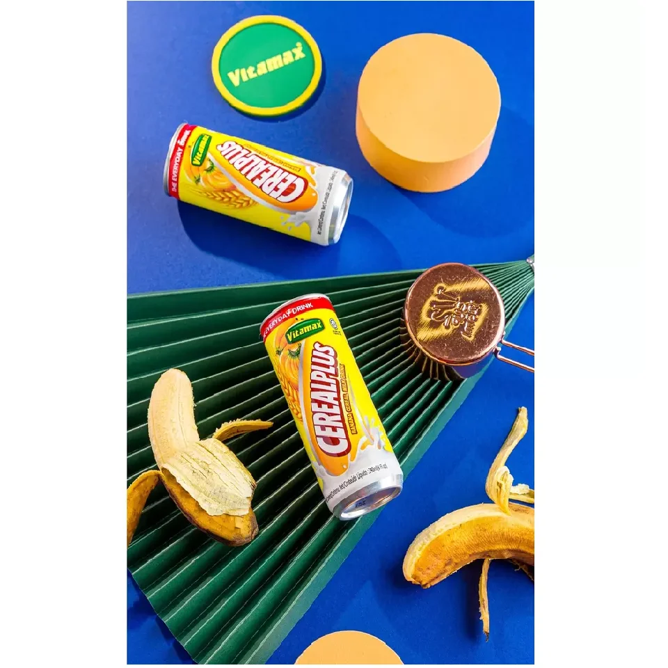 Malaysia Vitamax Plus Banana OEM Energize Mixed Flavoured Milk Drinks Can (Tinned) Old-Aged Cereal  240ml x 24c