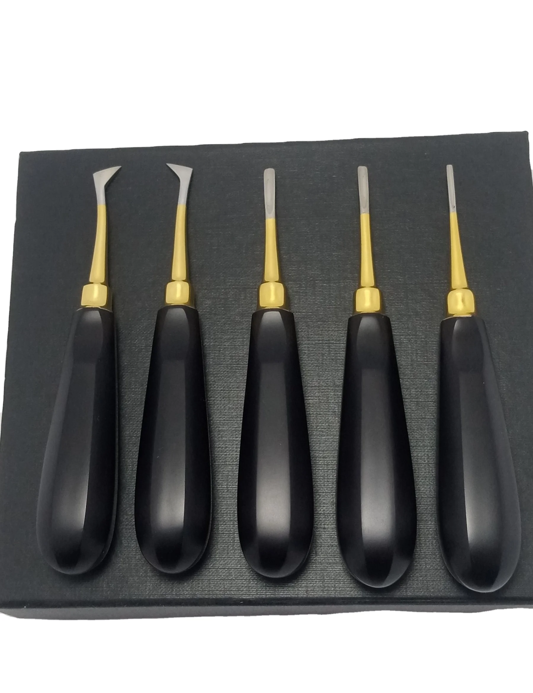 Корневые Лифты Ste, 5 стоматологических инструментов, стоматологические лифты, немагнитные золотые с черным пищевым покрытием, стоматологические инструменты