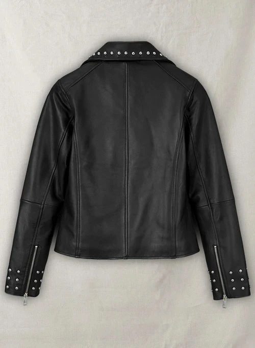 Custom Brand Name Jacket Online Sale Out Store Studded Black Real Leather Women Jackets