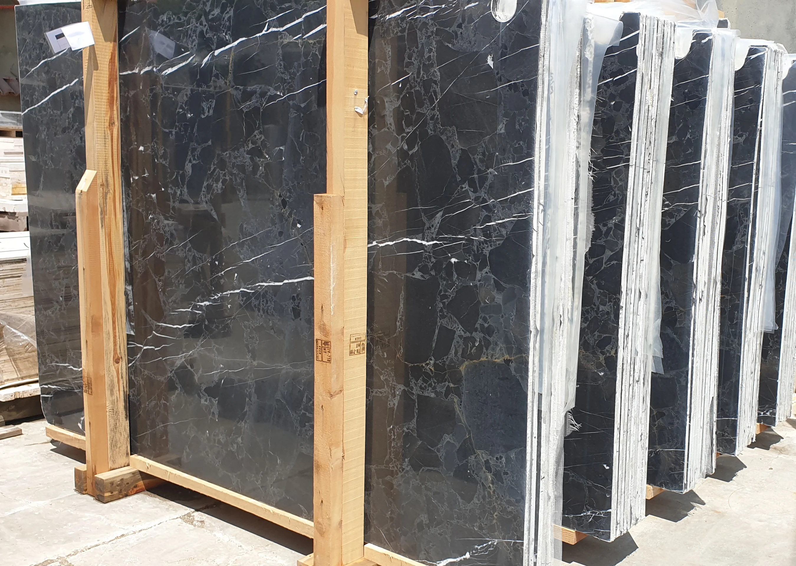 2024 Nero Marquina Black Marble 2cm Slab Polished Honed Matt Natural Stone With Snow White Veins Made in Turkey Direct Sales