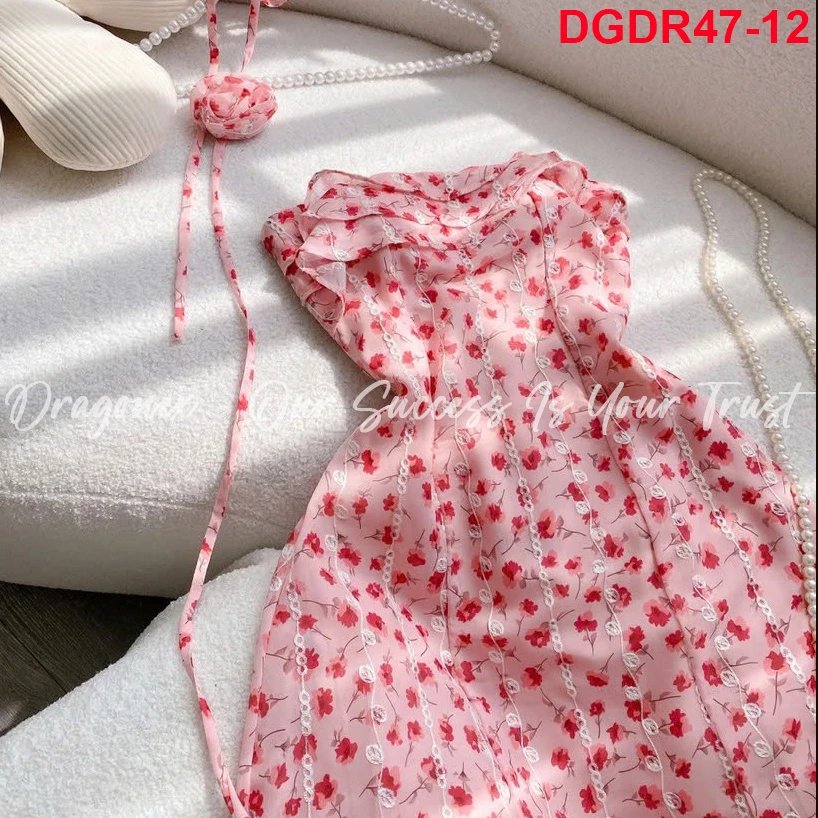 [Party Evening] Elegant Yellow Chiffon Floral Print Strapless Dress With Small Floral Bow From Dragonex 2024 Preferential HOT