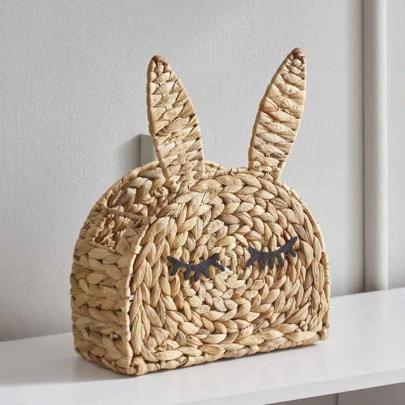 Eco-friendly Rabbit Water Hyacinth Storage Basket Durable for Home Table Decor Made in Vietnam OEM ODM Available Wardrobe Use