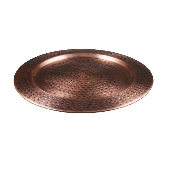 New Style Dinnerware Dinner Sets Restaurant Crockery Table Decoration Antique Charger Plate Handmade Copper Coated Square Shape