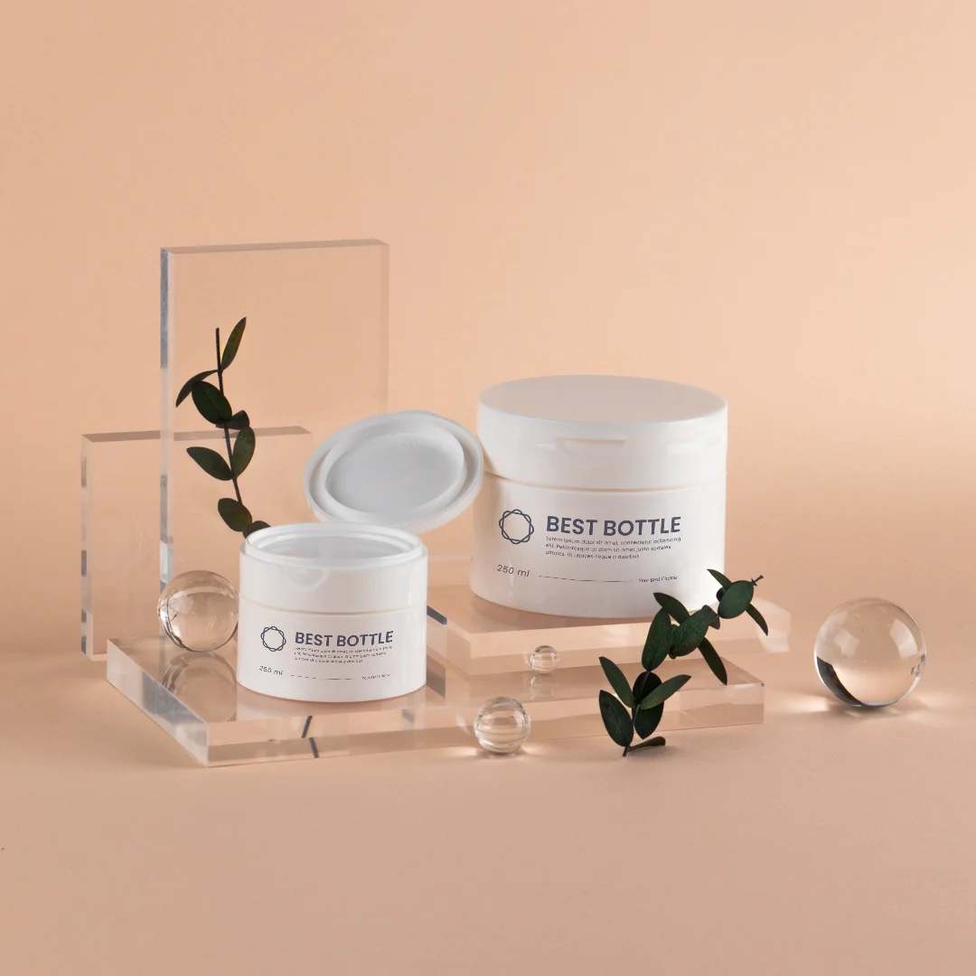 Recycled PP jar cream packaging with flip cap