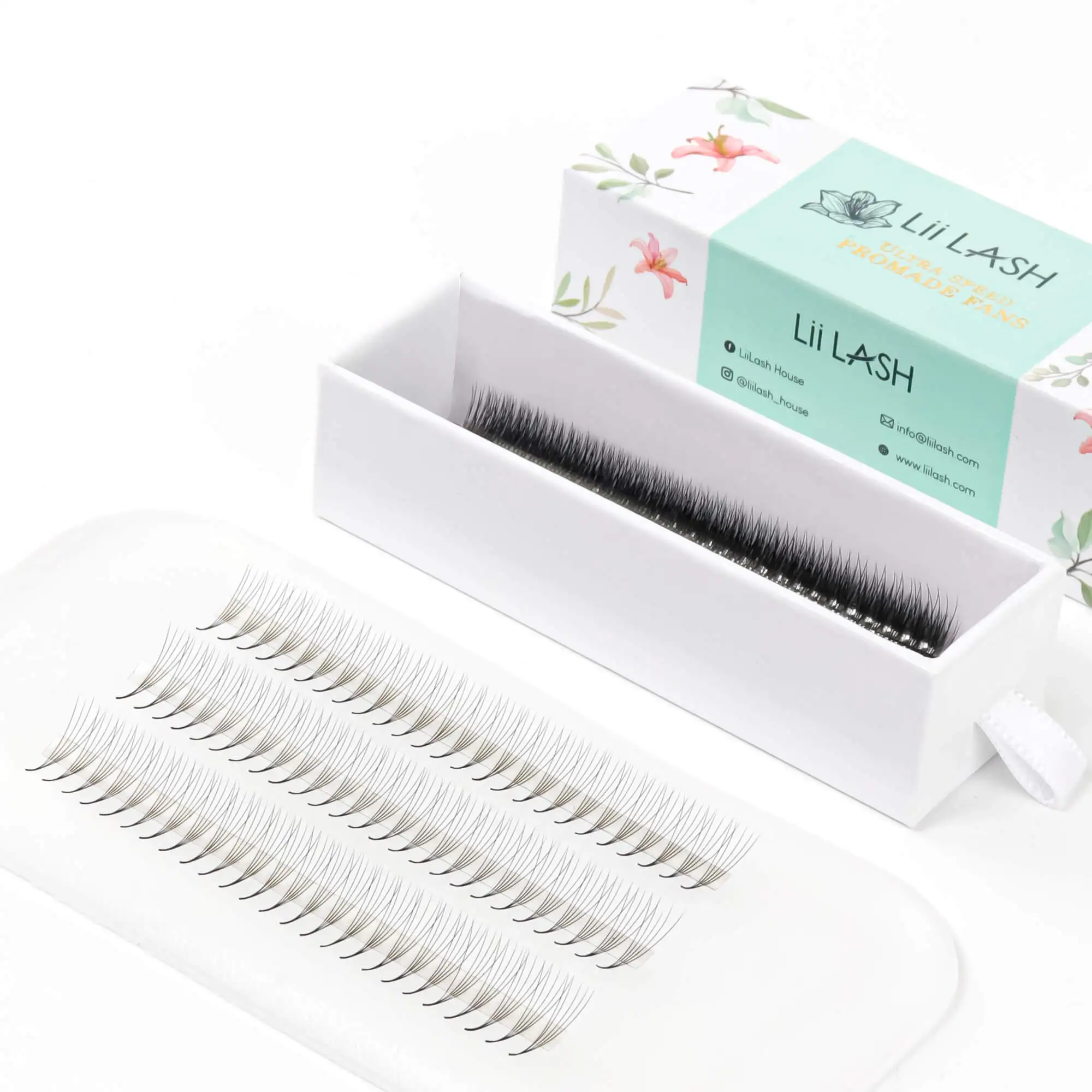 Long short stem narrow ultra speed lashes glue bonded premade pointy base fans wholesale fan for eyelash extensions