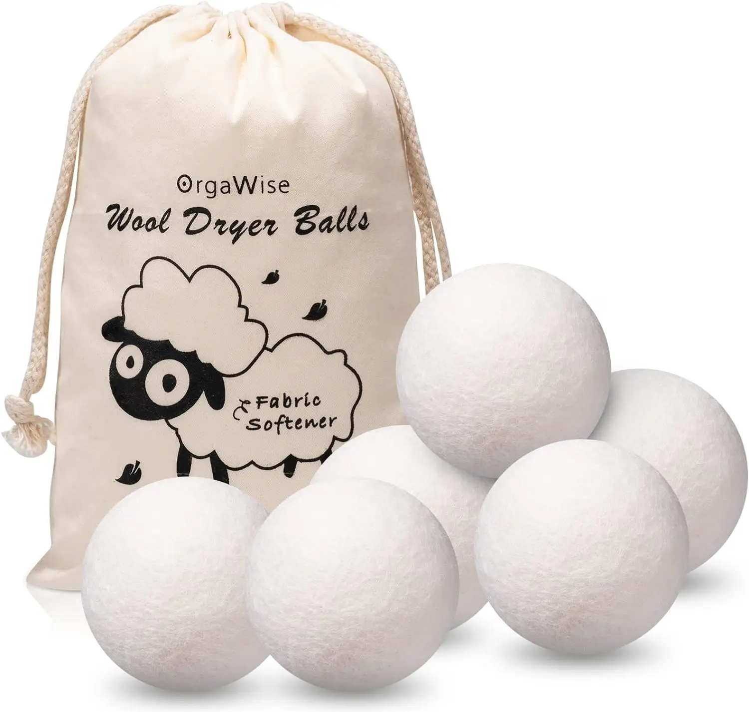 arrivals 2024 FBA top seller trending New zealand wool products xl 7cm wool Dryer Balls 6 pack cotton bag factory wholesale