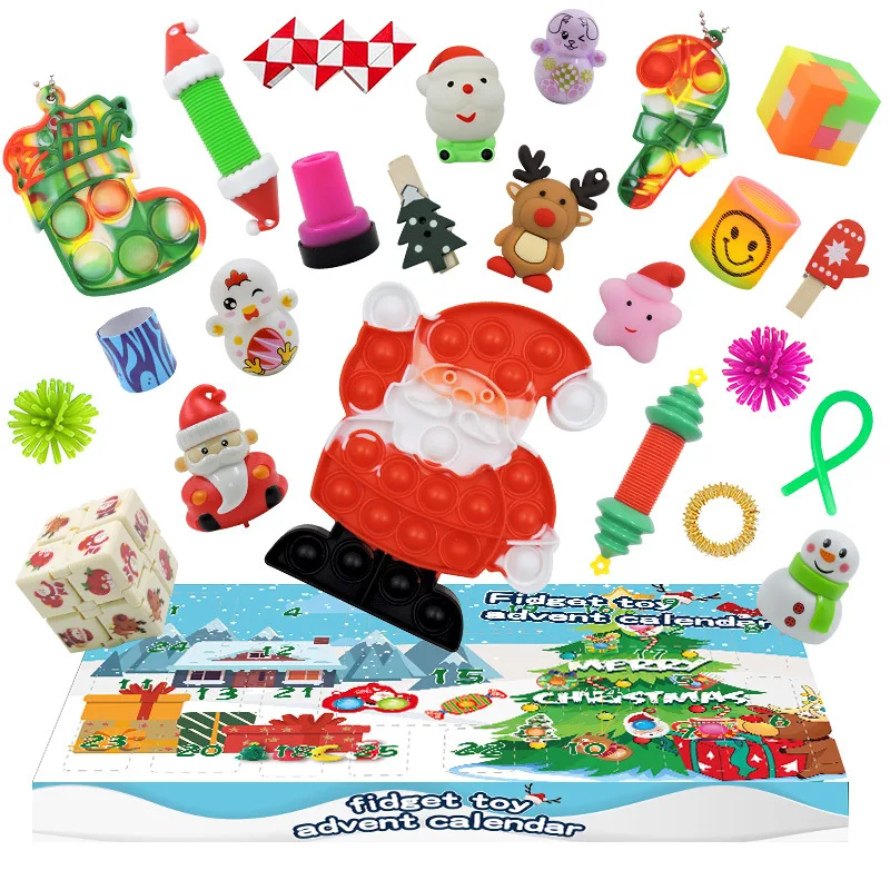 Wholesale Support Customization 24 pcs 25pcs Christmas Gifts Blind Box Popper Sensory Fidget Toy Advent Calendar Christmas Toys