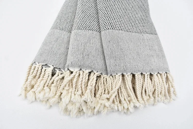 Direct from Producer in Turkey Hasir Black Turkish Cotton Adult Sports Towel for Yacht Gym Yoga Picnic Woven Techniques