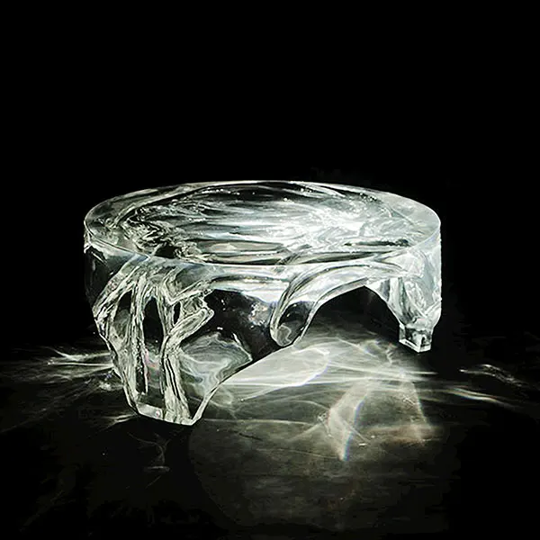 Designer Epoxy Resin Transparent Ice Cube Coffee Table Home Furniture Decor Art Low High Waterfall Gravity Round Center Table