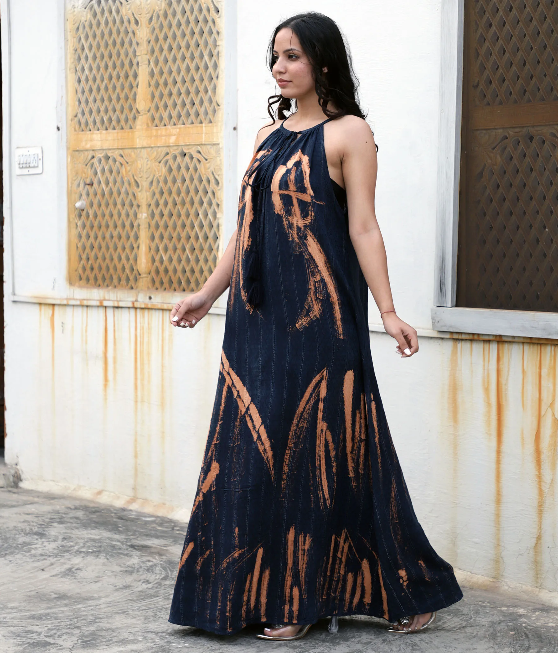 Трендовые платья в стиле бохо длинное платье без рукавов с круглым вырезом для повседневных праздников и пляжных развлечений