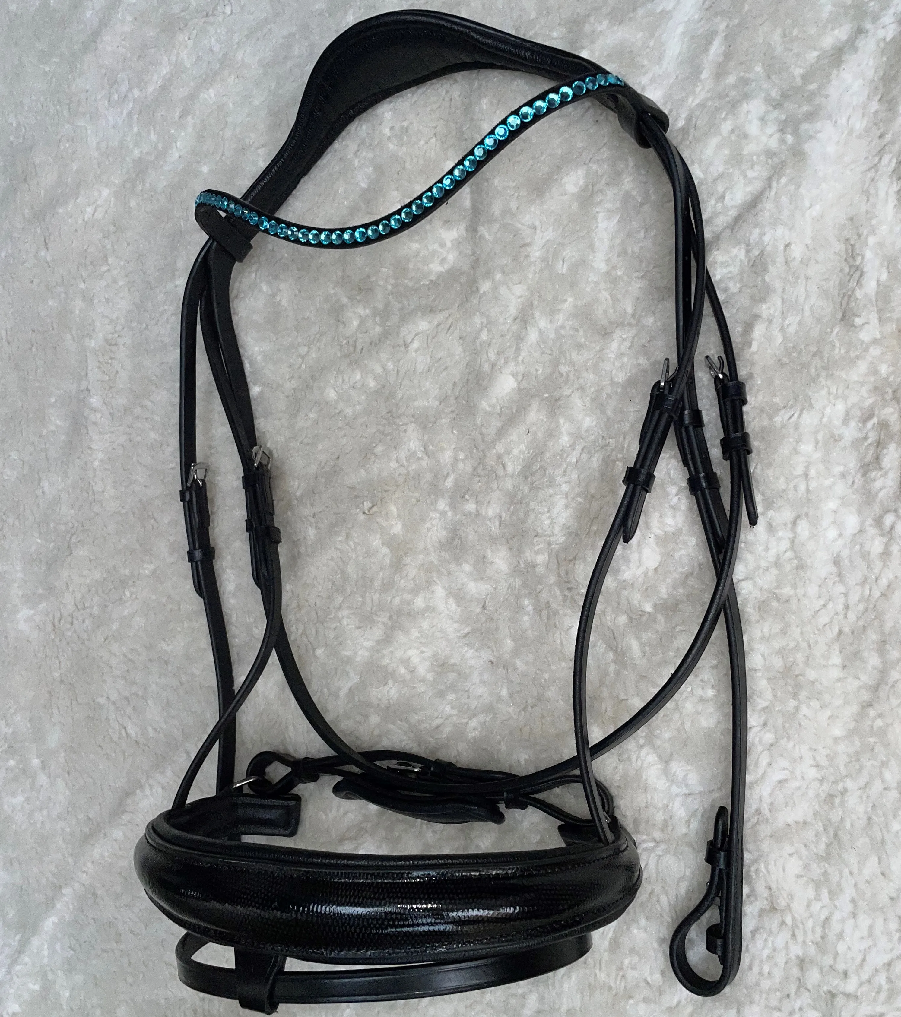 Cow Leather Bridle  White Padded Hanoverian nose band exporter in india