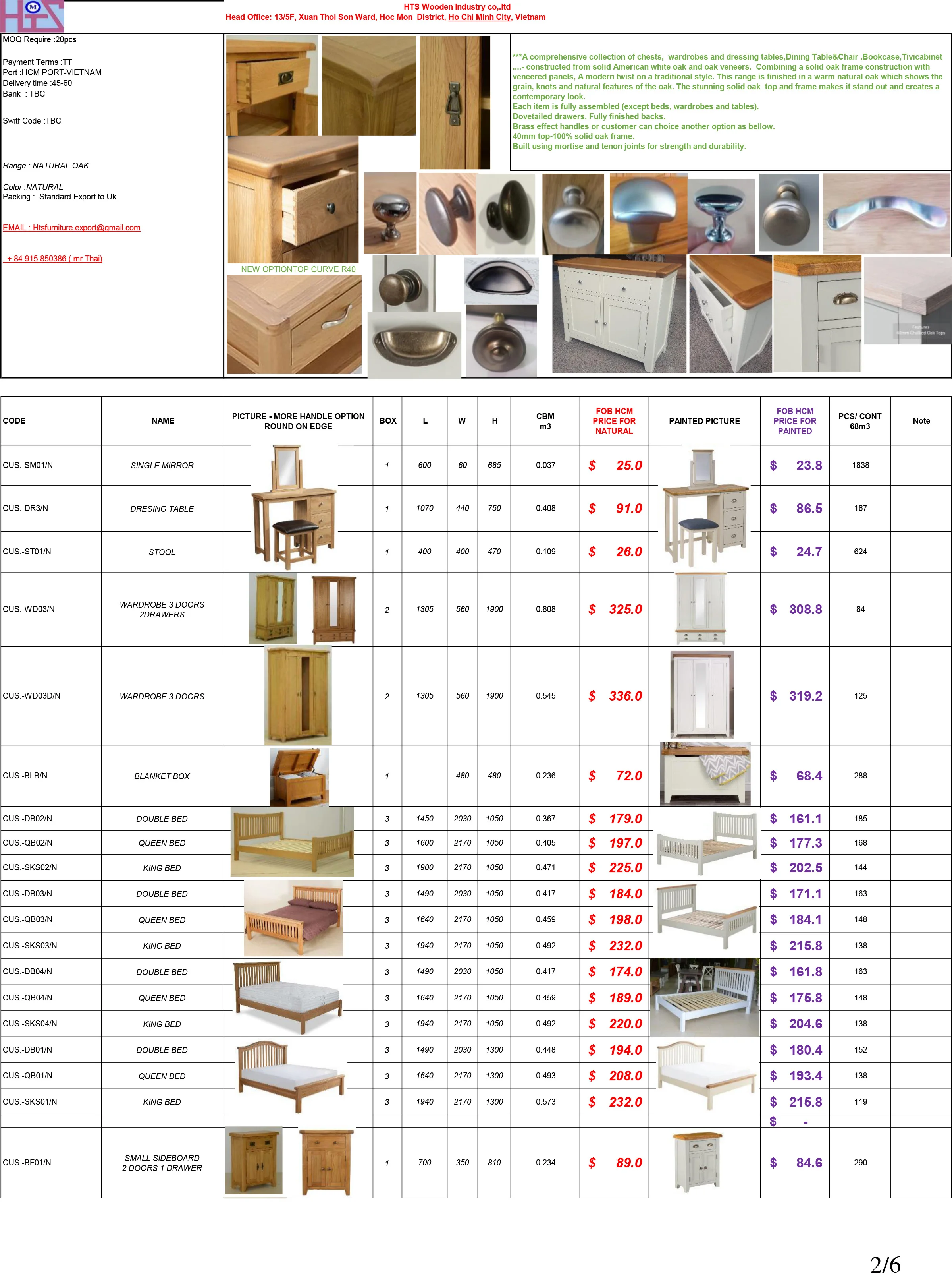 HTS 01 FULL COLLECTION PRICE - HTS WOODEN INDUSTRY CO .,LTD