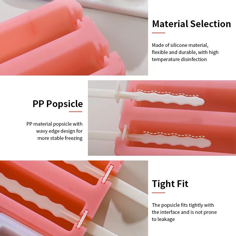 2 Cell Ice Cream Mold Ice Handmade Dessert Silicone Popsicle Mold For Freezer Fruit Ice Cube Maker Reusable Forms