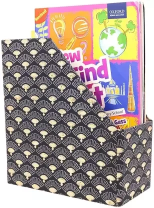 Craft Hand Fan Print Black Colour A4 Magazine Holder Table Top Magazine Holder  (Black, Microfibre, Pre-assembled)