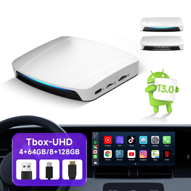 Carlinkit Tbox Uhd carplay ai box 8G 128GB wireless adapter android 13 plug and play portable carplay dongle