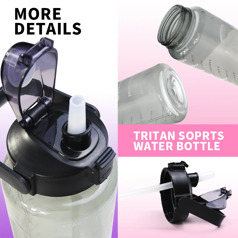 Large Motivational One Gallon Water Jug Leakproof Tritan 64 oz Big Gym Sport Water Bottle to Keep Women Men Father