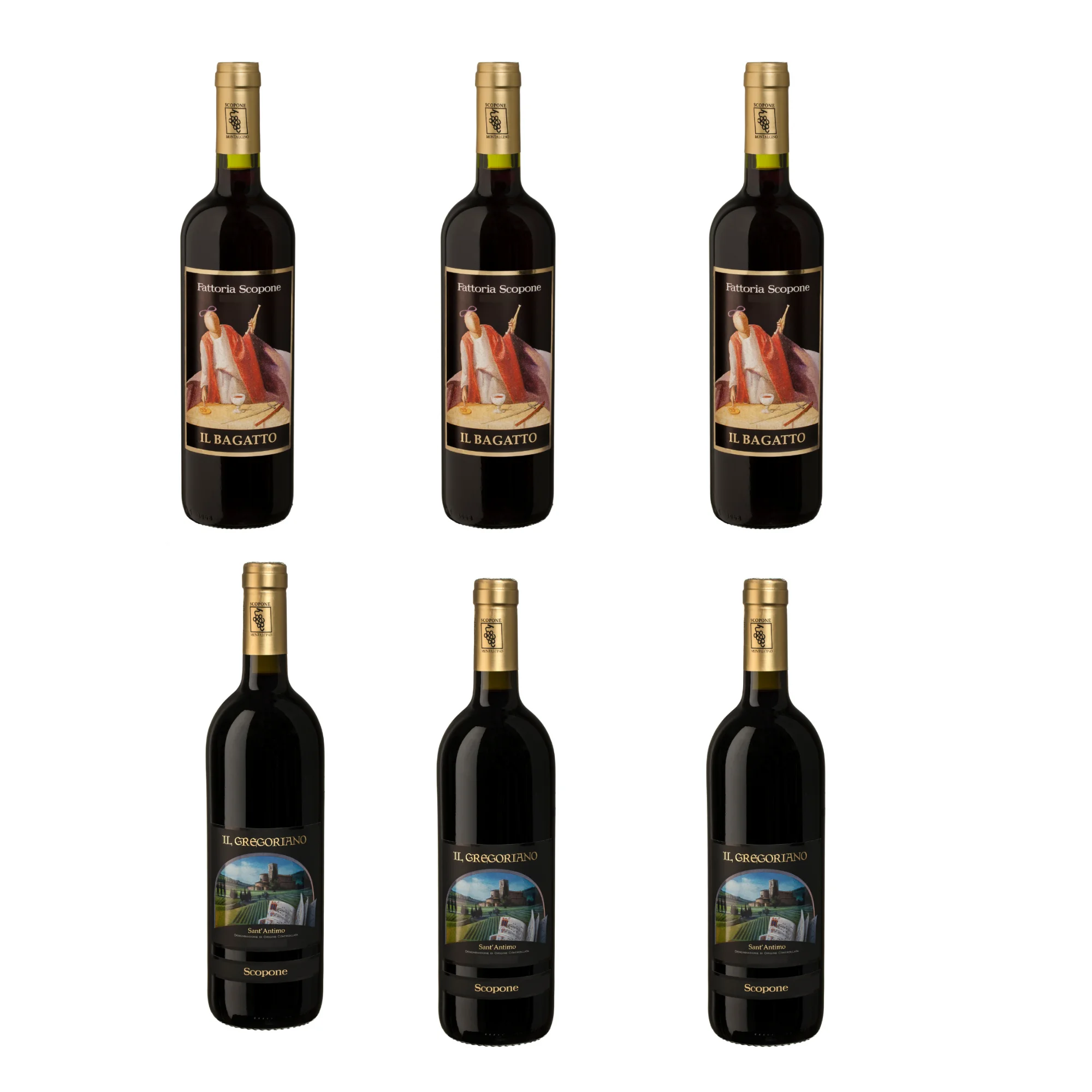 high quality italian red wine set 6 wine bottles igt and gregoriano  alcoholic beverage table wines