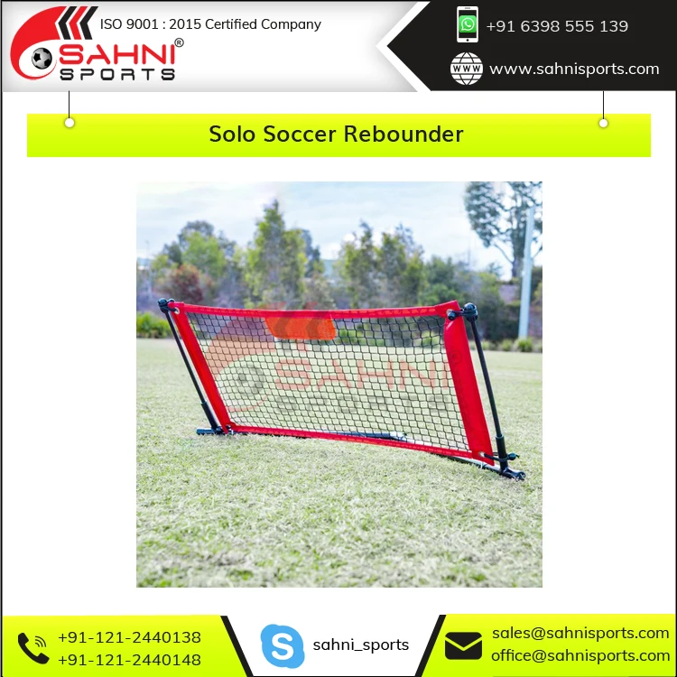 Portable Soccer Rebounder Training Equipment for Kids Metal Frame with Sturdy Base Fiberglass Poles Solo Football Practice Tool