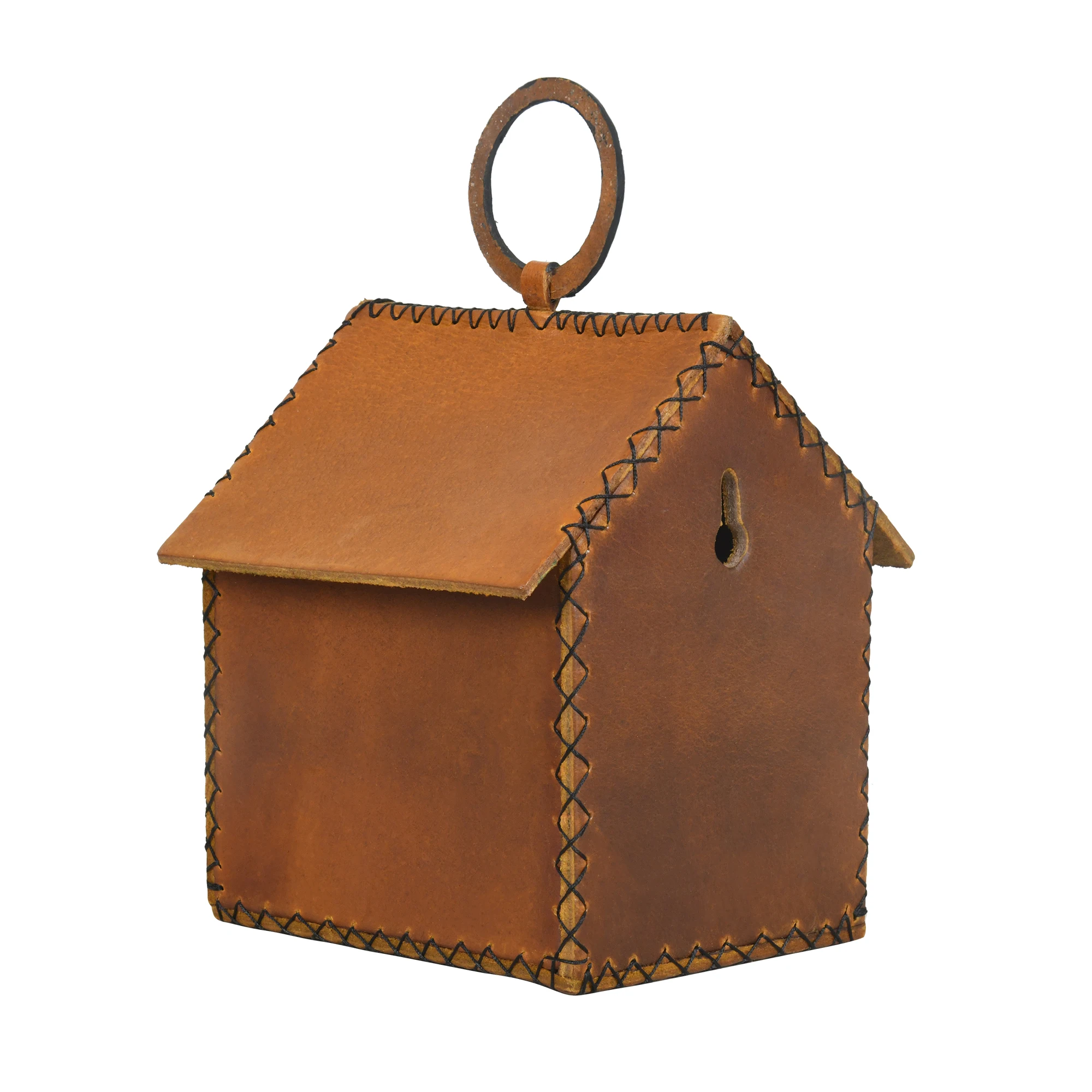 VT Leather Hand Crafted Bird House Hanging Type Bird Natural Environment Space Provider Totally Safe & Secure