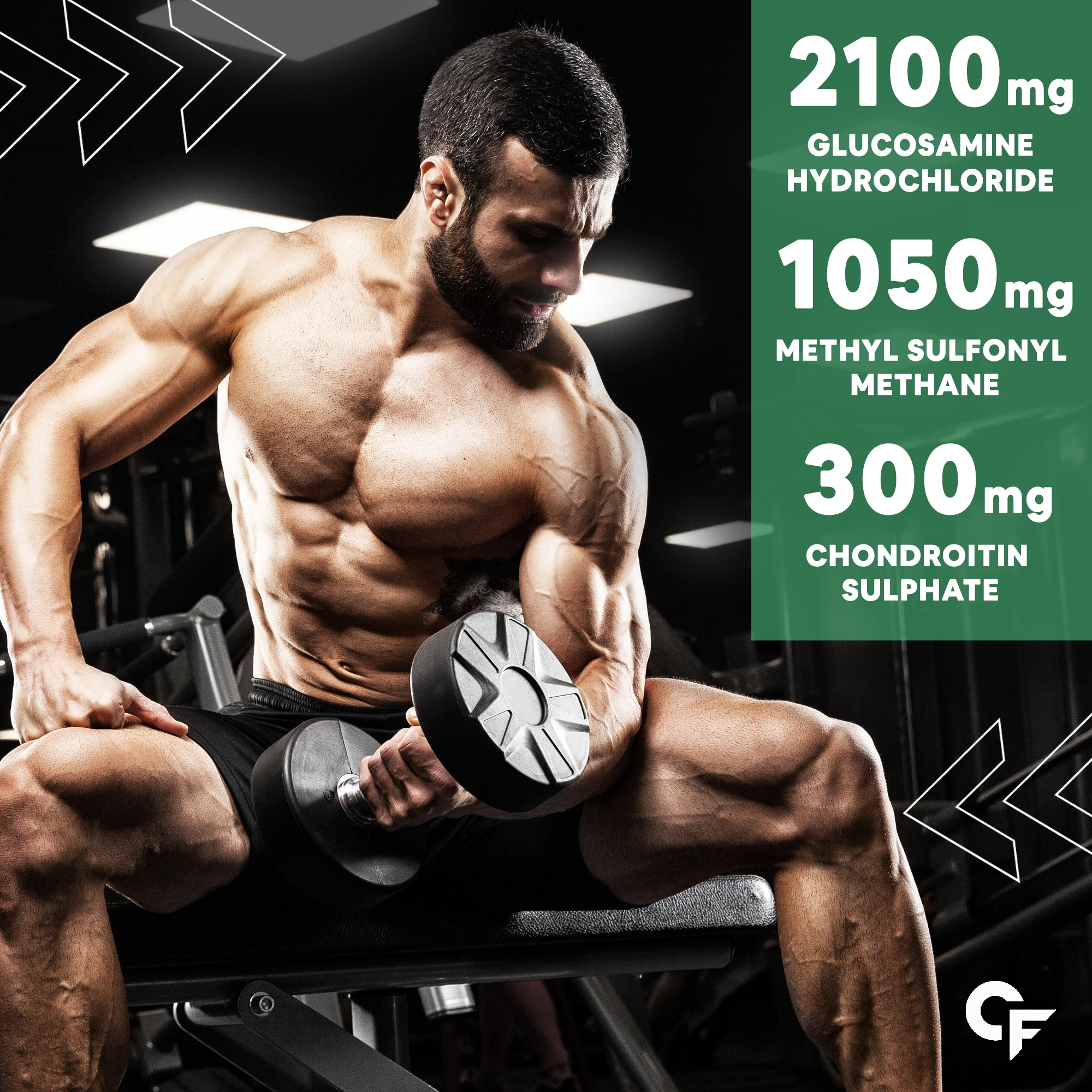 Glucosamine 2100mg Methyl Sulfonyl Methane 1050mg & Chondroitin 300mg Tablets for Joint Support Supplement with Collagen & VitD3