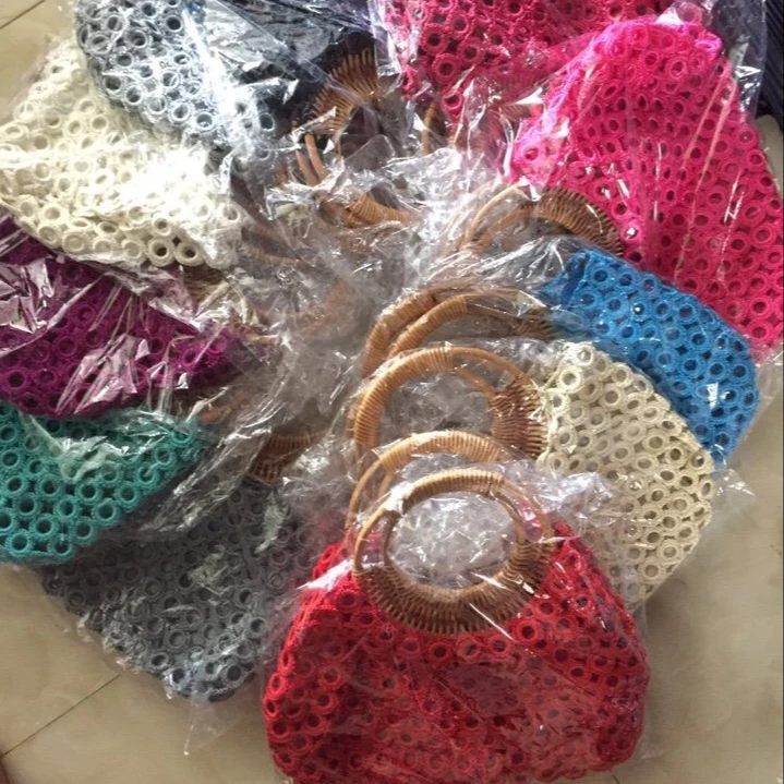 Hand Made Square Black Colour Large Capacity Beach Vacation Handbag with Round Handle made in Vietnam 2022