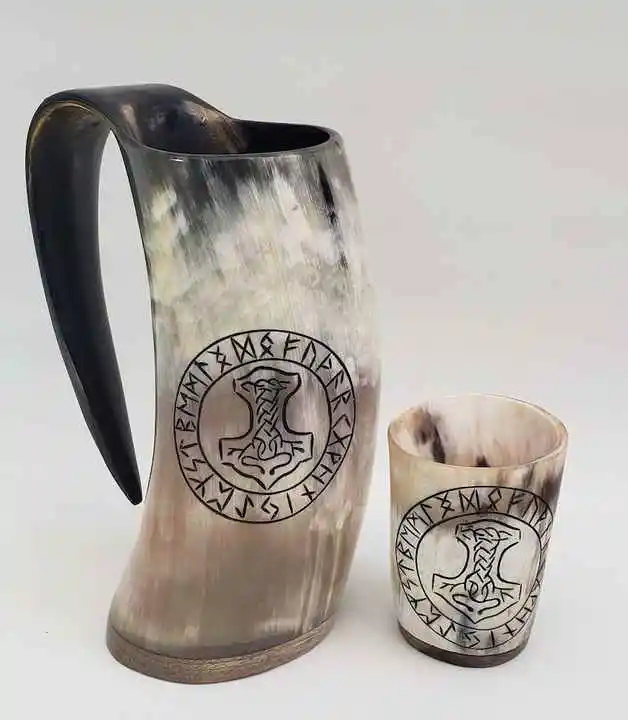 On Sale viking drinking horn mug cup beer steel travel cup camping resin mug with handle mega mug With High Popularity