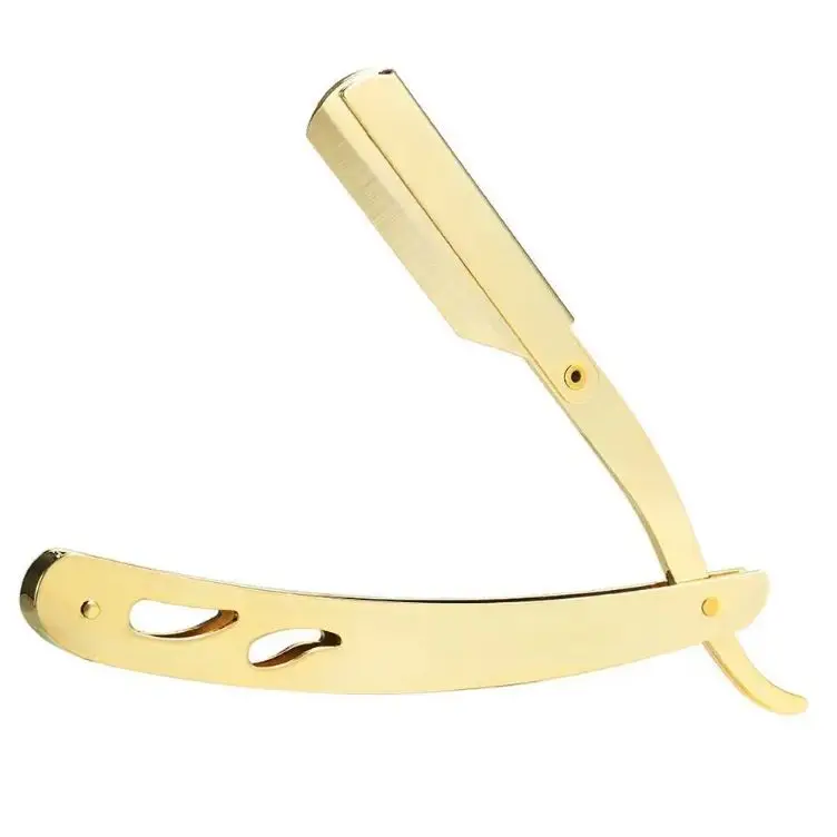 Professional Gold Platting Beauty Salon Shaving Razors Manual Folding Barber Razors Single Blade Shaving Razors