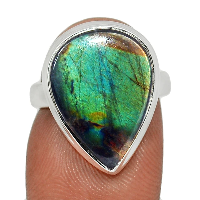 UV Overseas - Spectrolite Labradorite Gemstones & Jewellery 925 Sterling Silver Vintage Jewelry Charm Rings For Girls