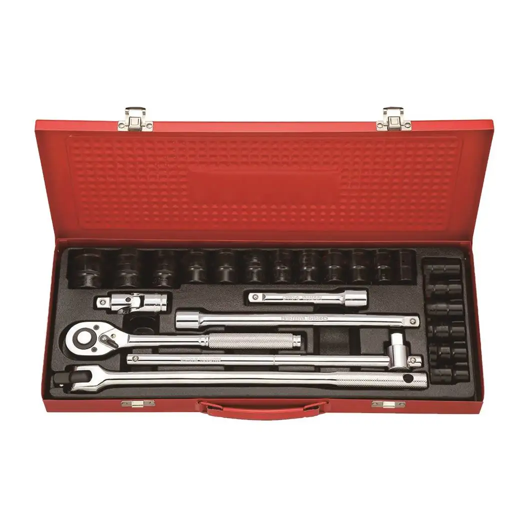 24pcs 1/2'dr. socket wrench set in black chrome