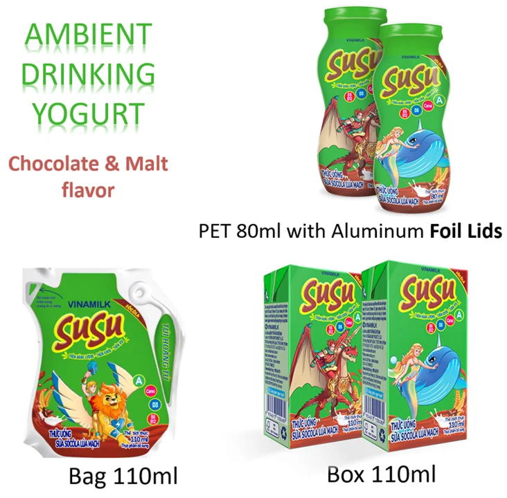 Vinamilk - Susu IQ - Ambient Drinking Yogurt for Kid - Chocolate & Malt Flavor - Wholesale - Box 110ml X 24 Per Carton HALAL ISO