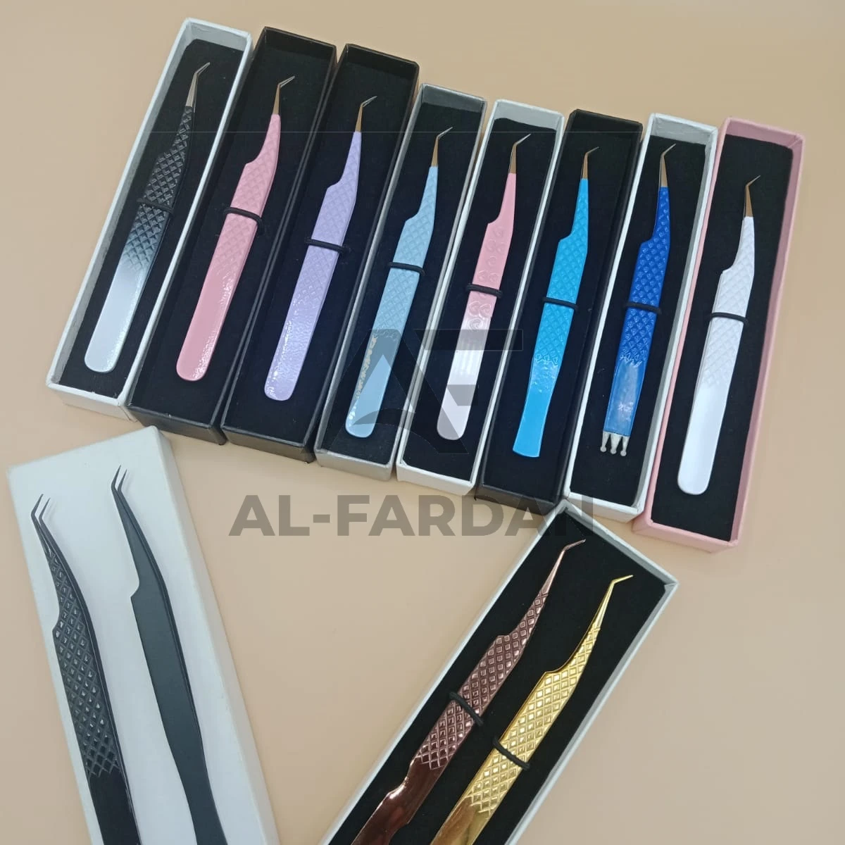 Eyelash Extension Tweezers 45 Degree Regular Shape Custom Color Coated Diamond Grip Solid Stainless Steel Volume Lash Tweezer