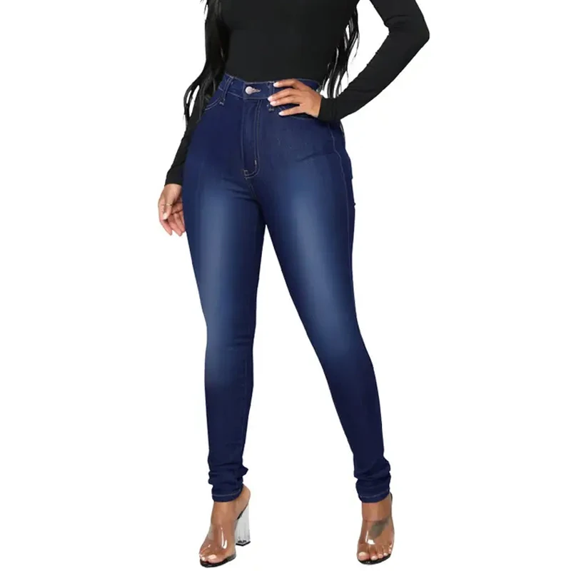 Best Standard Cheap Blue Straight Fabric Good Cotton Women High Waist Jeans Fall Jeans Thin Pants Women Denim Pant