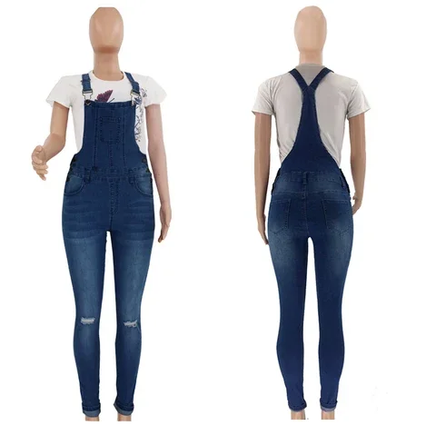 Hot selling breathable overalls Women Casual Denim Jumpsuit Long Suspenders Sunflower Overall Backless Jumpsuit With Pockets