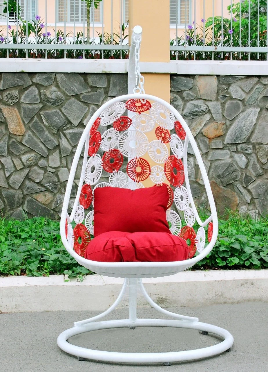 PRSW Outdoor Rattan wicker swing chair 1 seat garden furniture hanging egg chair with stand popular good factory pricing