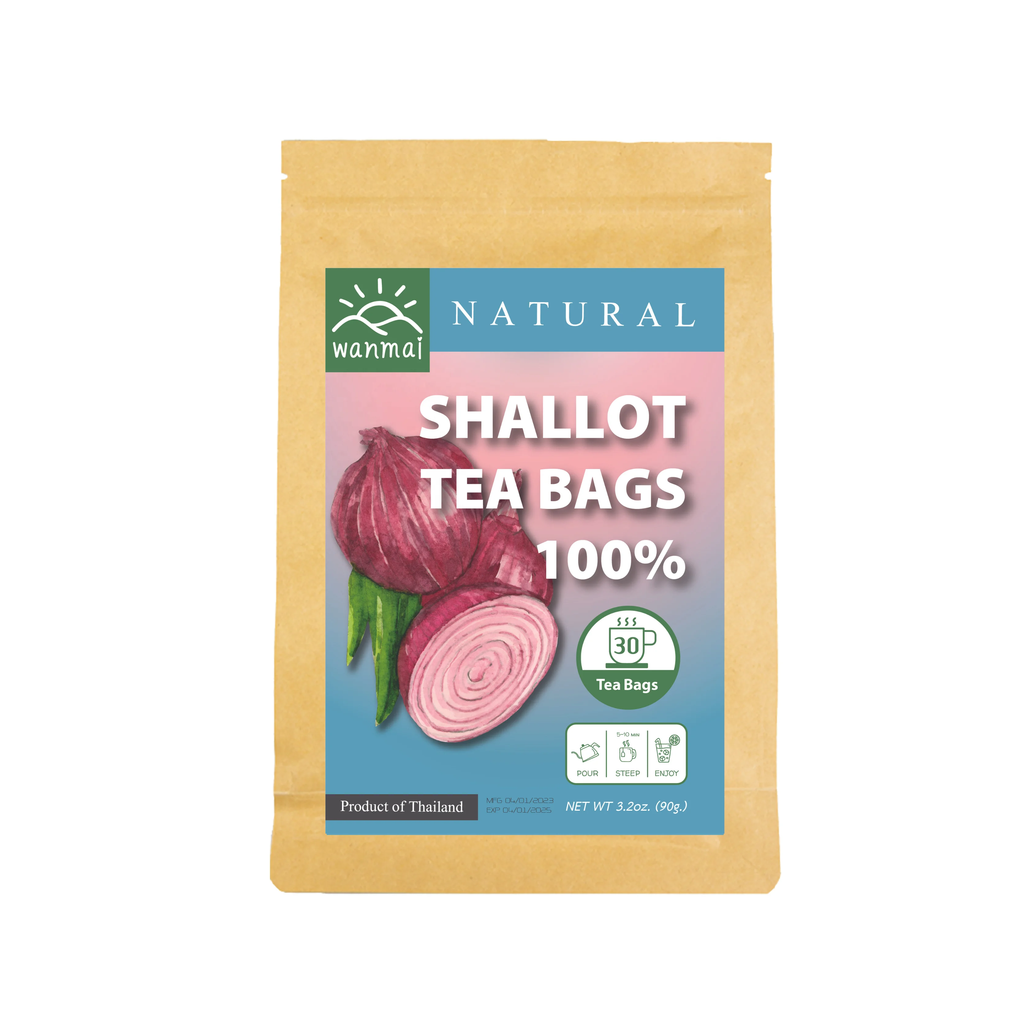 WANMAI29 Shallot Tea Supports Vegan and Ketogenic Diets 100% Real Herb in Kraft Steeping Bag