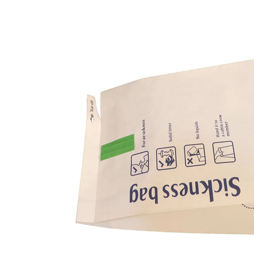 OEM wholesale  customized disposable big tin tie small tin tie square bottom vomit white paper bag from China