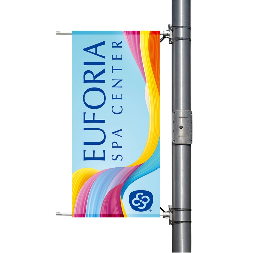 pdyear custom dye sublimation Print road lamp light pole hang rectangle flag banner for street