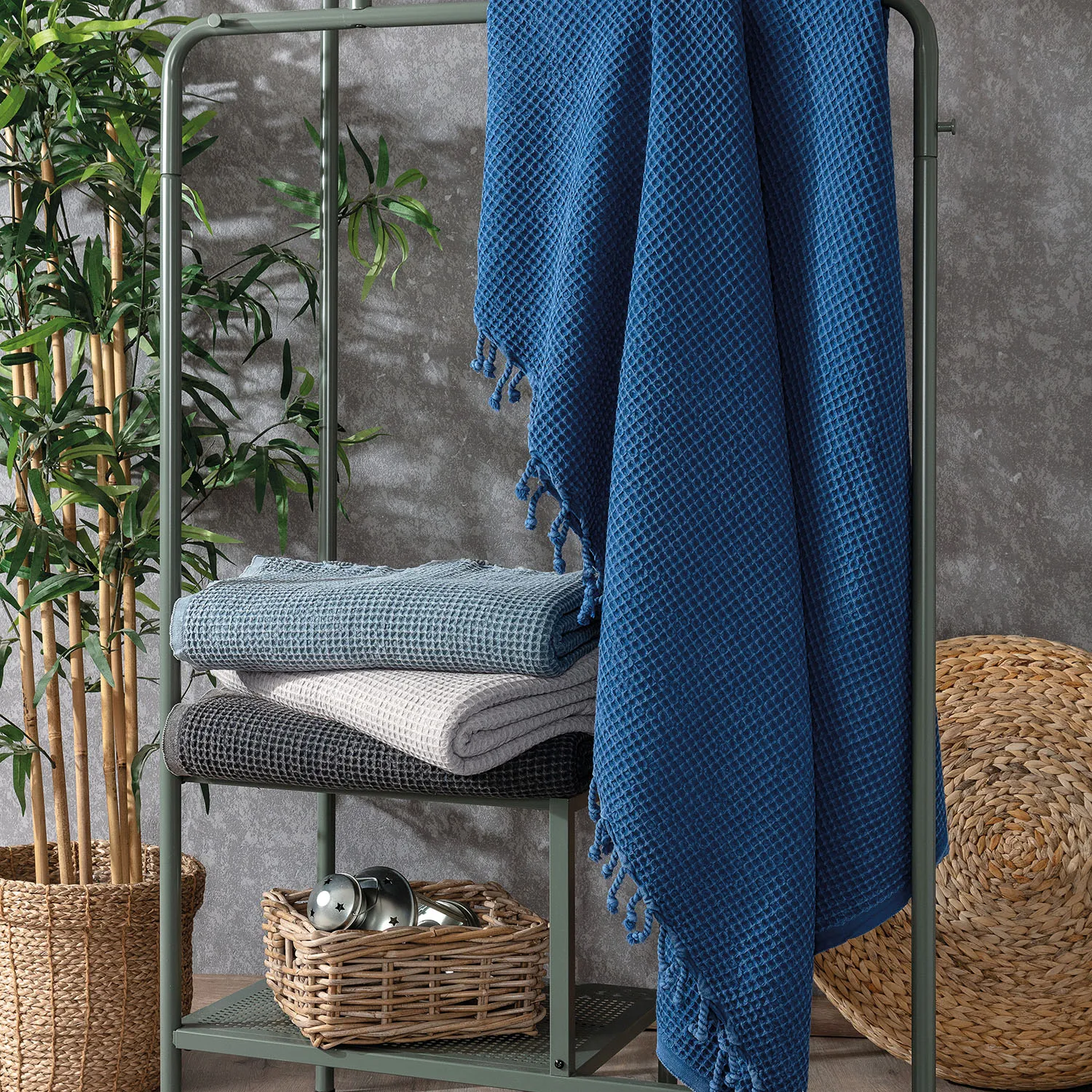 Waffle Design Turkish Beach Throw Blanket 170*210cm Oversize Turkish Towel 980 gr From Turkey