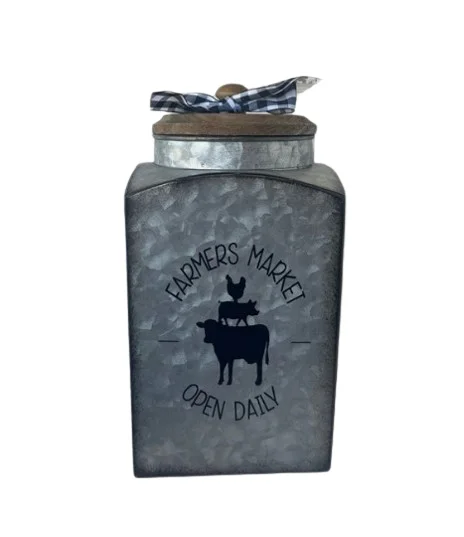 Metal Galvanized Storage Bin High Selling Galvanized Canister Farmhouse Container Canister Box for Home Kitchen