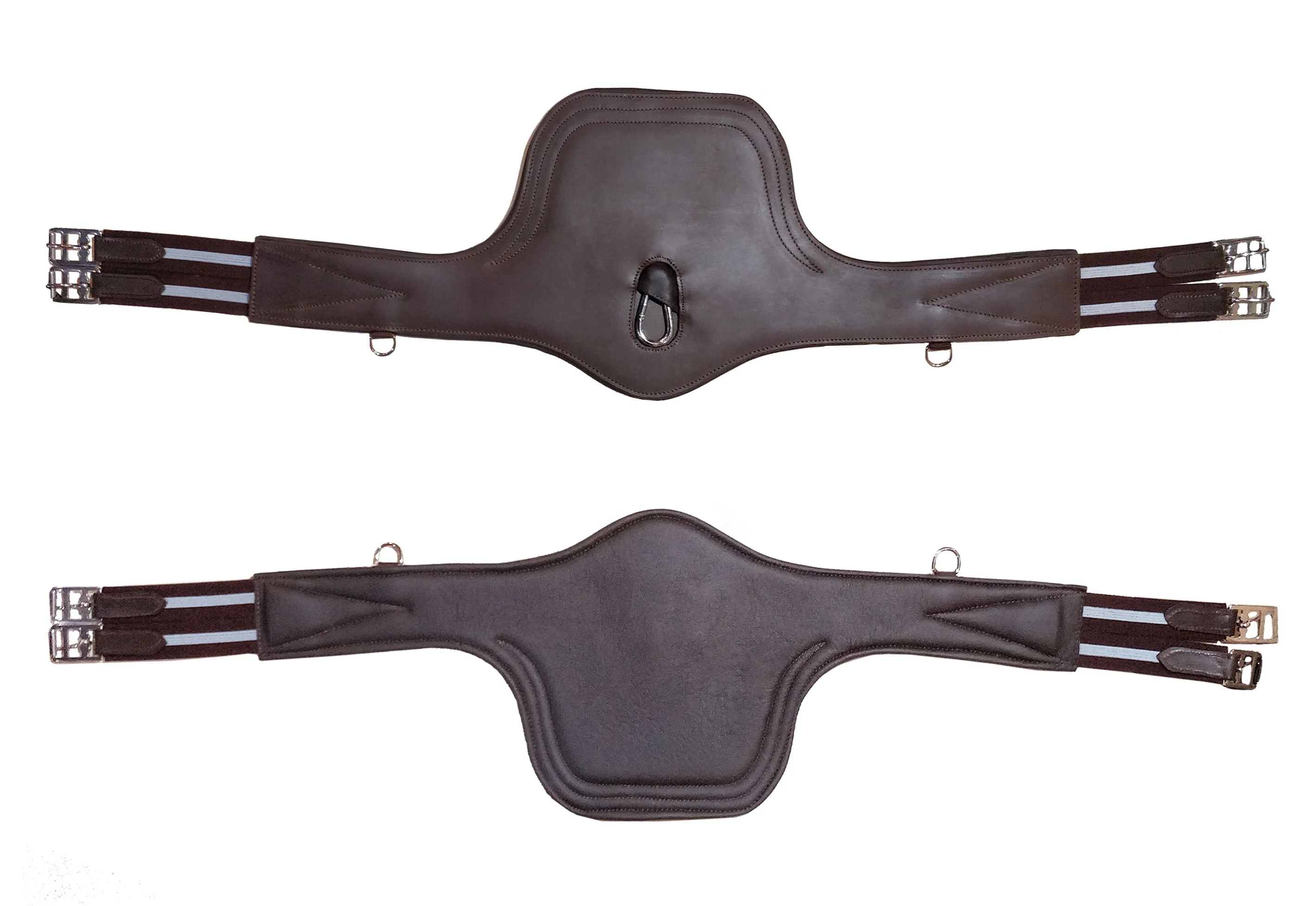 Wholesale designer pure Leather Padded Belly girth High quality  Black Brown custom Horse riding racing equipment lightweight